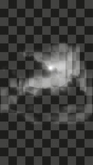 Grayscale dramatic sky background with bright sun obscured by dense clouds, dark stormy atmosphere or moonlight effect abstract overlay, moody weather design element for editing or digital artwork