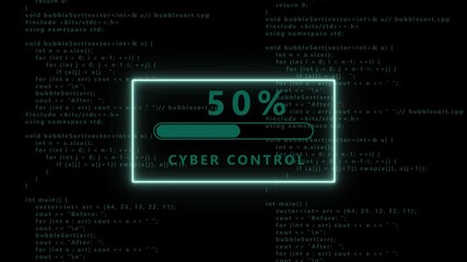Cyber Control Loading Bar with Code Background progress percentage - Powered by Adobe