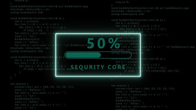 Security Core Breach Progress Bar at 30 Percent on Dark Code Background cybersecurity