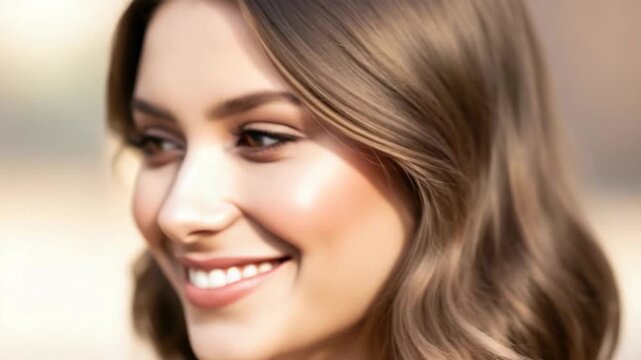 Portrait of a woman with natural makeup smiling