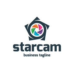 colorful star camera logo vector
