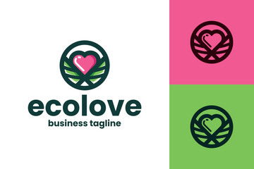 nature eco love logo vector