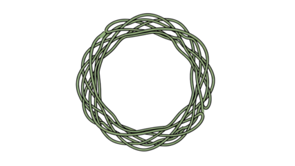 Light green interwoven circular knot on black background