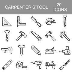 Fototapeta premium Carpenter's tools icons set transparent background