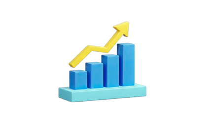 Financial Growth Chart with Upward Arrow on White Background