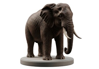 Fototapeta premium Realistic depiction of an African elephant figurine standing on a simple circular base