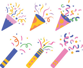 Colorful Confetti Party Ornament Decoration Vector Illustration Collection