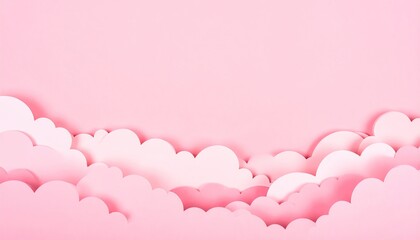 Dreamy Pink Clouds Background Soft Pastel Ethereal Sky Illustration.