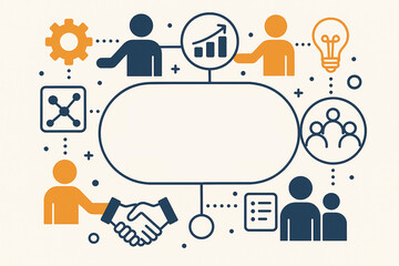 Teamwork Infographic with Business Icons and Blank Central Space for Text or Copy