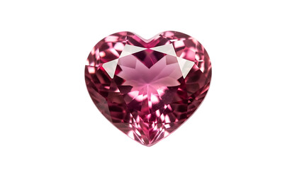 Pink heart shaped faceted gemstone on black background