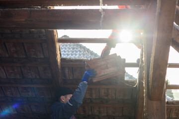 Dismantling of old roofing