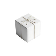 White cube gift box tied with twine on black background