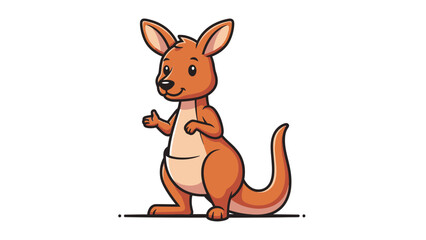 Cute brown kangaroo character standing calmly with a friendly expression on an isolated white background.