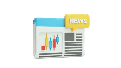 Financial News Concept with Candlestick Chart and Speech Bubble