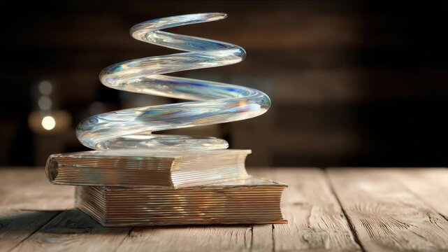 Glass Spiral On Stacked Books