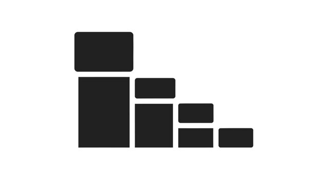Minimalistic Black Bar Chart Illustration Showing Declining Trend for Data Visualization