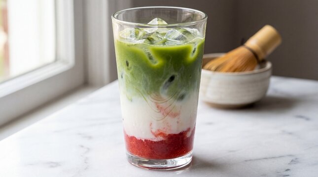 Iced Matcha Strawberry Latte