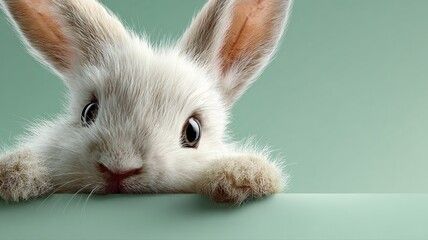 Obraz premium Cute Baby Rabbit with Soft Fur on Minimalist Background