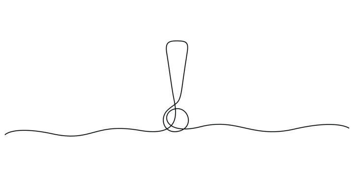 Minimalist continuous one line drawing of an exclamation mark vector illustration