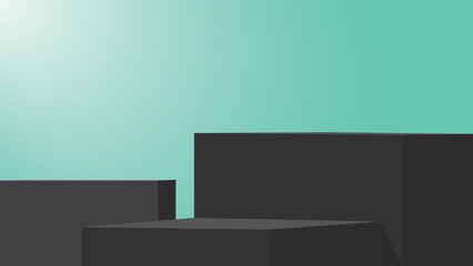 Black podium platform mint background minimal display step block