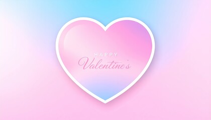 Soft pastel heart with Happy Valentines Day text on gradient background.