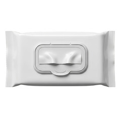 White wet wipes pack with a plastic dispenser lid for hygiene and cleaning
