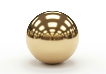 Highly polished metallic sphere rests isolated on a bright white surface