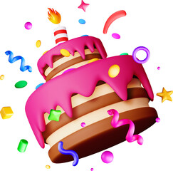 3D Two tier birthday cake with confetti