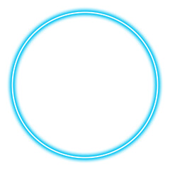 Blue Neon Glow Circle Ring Vector Light Frame