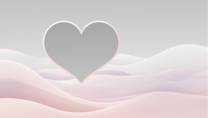 Heart Symbol Floating Above Pastel Landscape - A Gentle Expression of Love.