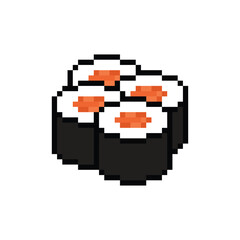 pixel art sushi rolls 8 bit vector icon for computer game logo	