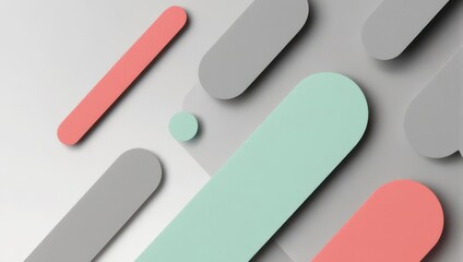 Abstract Geometric Shapes Background with Pastel Colors and Shadows.