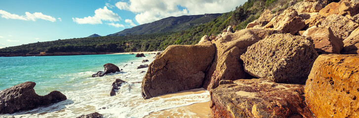 Galapinhos Beach Sunny Day Rocky