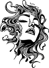 face of a woman silhouette illlustration design 