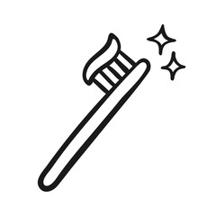Hand-Drawn Toothbrush with Toothpaste Icon