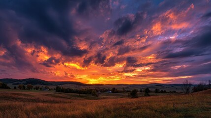 Awe-inspiring dusk sky with radiant rays breaking through dramatic clouds