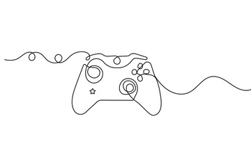 Game controller continuous line drawing simple gaming icon outline vector