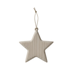 Light wood star ornament hanging on twine wooden