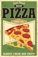 Classic Pizza Slice Fast Food Menu Poster