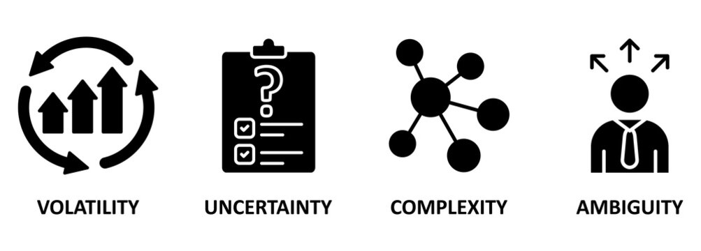 VUCA describing or to reflect on the volatility, uncertainty, complexity and ambiguity of general conditions and situations 