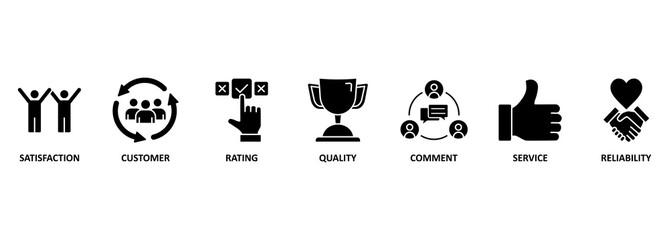 feedback concept. Banner with icons and keywords 