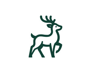 Minimalist Standing Deer Line Art Vector Logo Design