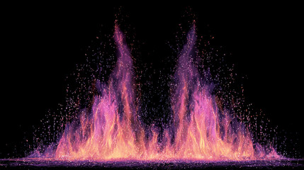 Abstract fire flames with vibrant pink and orange colors on black background