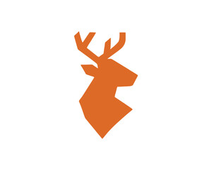 Geometric Abstract Orange Deer Head Vector Logo Design