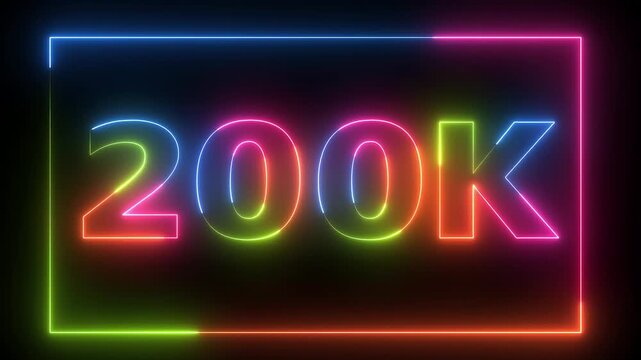 Neon 200k celebration graphic motion