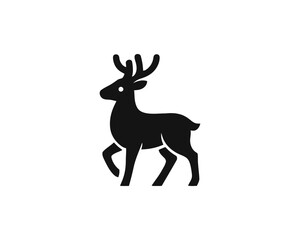 Minimalist Standing Deer Silhouette Vector Logo Design