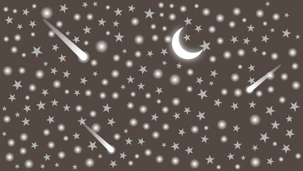 night sky with stars and meteors and moon © jewel