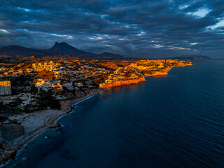 Fototapeta premium Aerial view of the Xarco cove, Villajoyosa, Alicante, Valencian Community