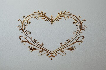 An ornate golden heart filigree design on textured paper, perfect for wedding invitations, Valentine's Day cards, or romantic greetings.