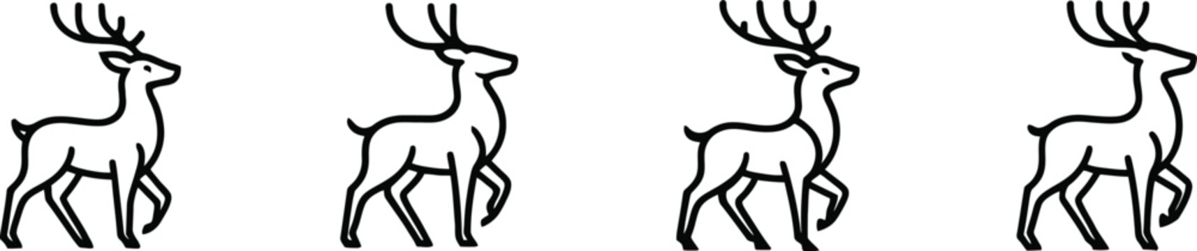 Minimalist line art deer vector logo icon set